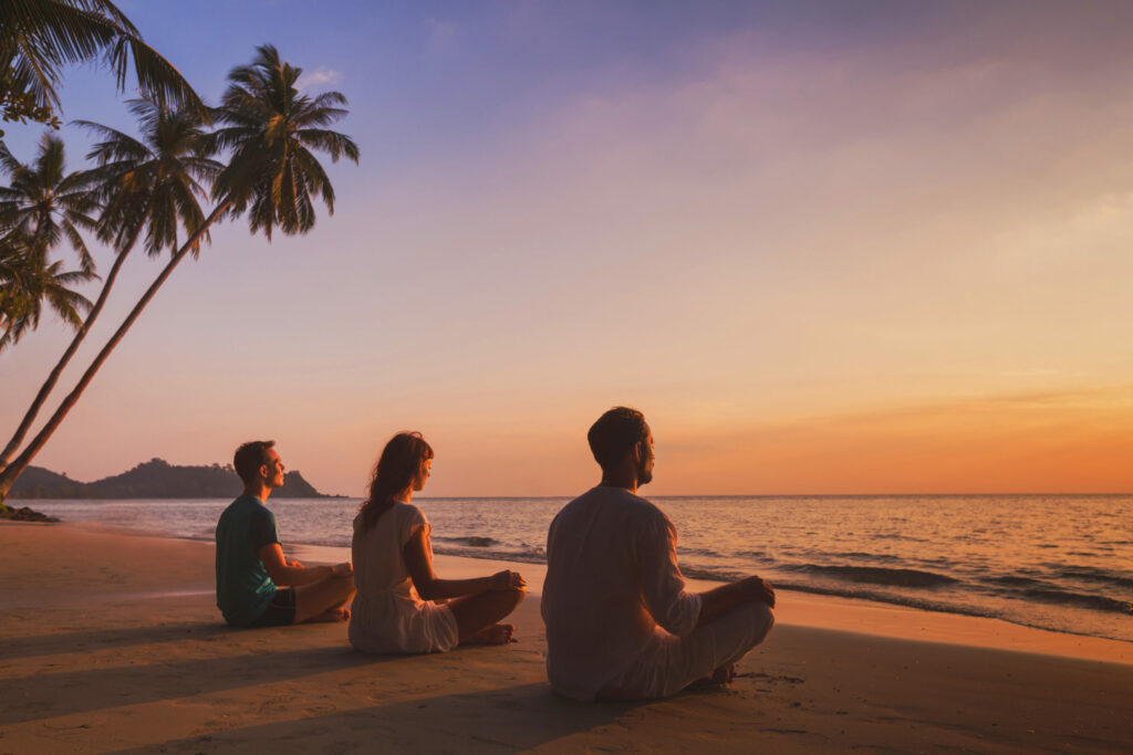 header image; breathing on the beach