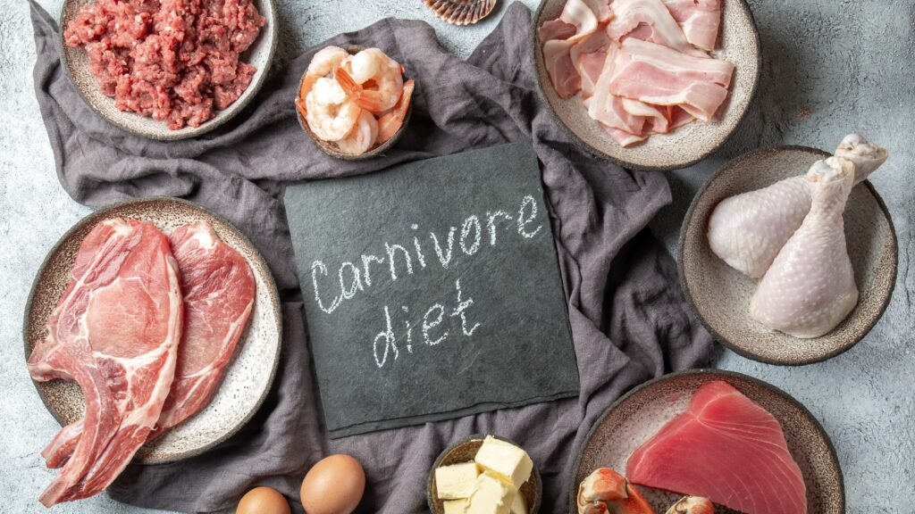 Carnivore diet place card with meat around