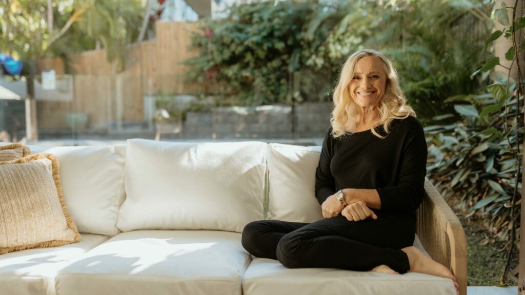 Cyndi relaxing on couch