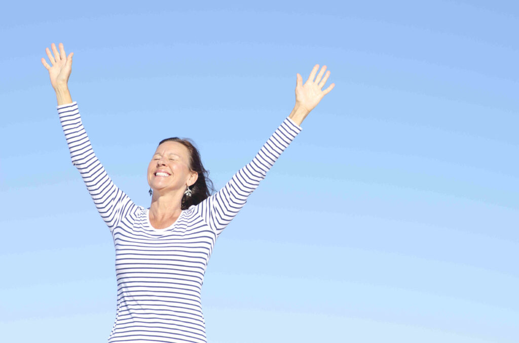 header image; happy lady