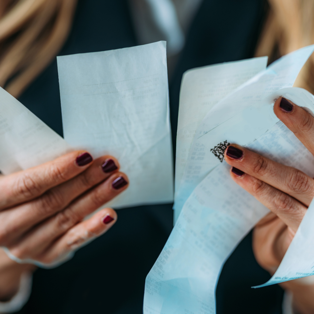 header image; receipts